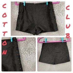 Cotton Club faux suede side lace hot pants shorts lace up sides. size 6
